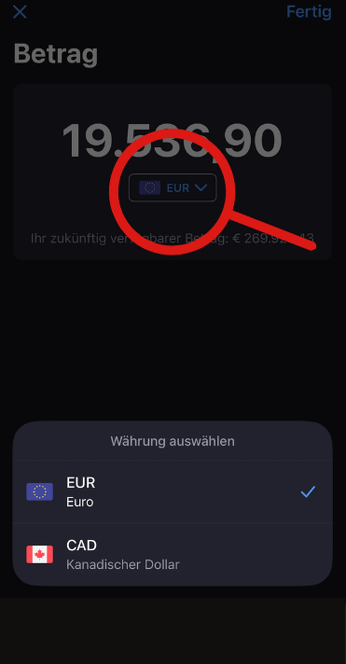 von Euro zu